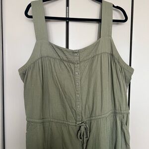Old Navy Olive Green Button-Front Jumpsuit